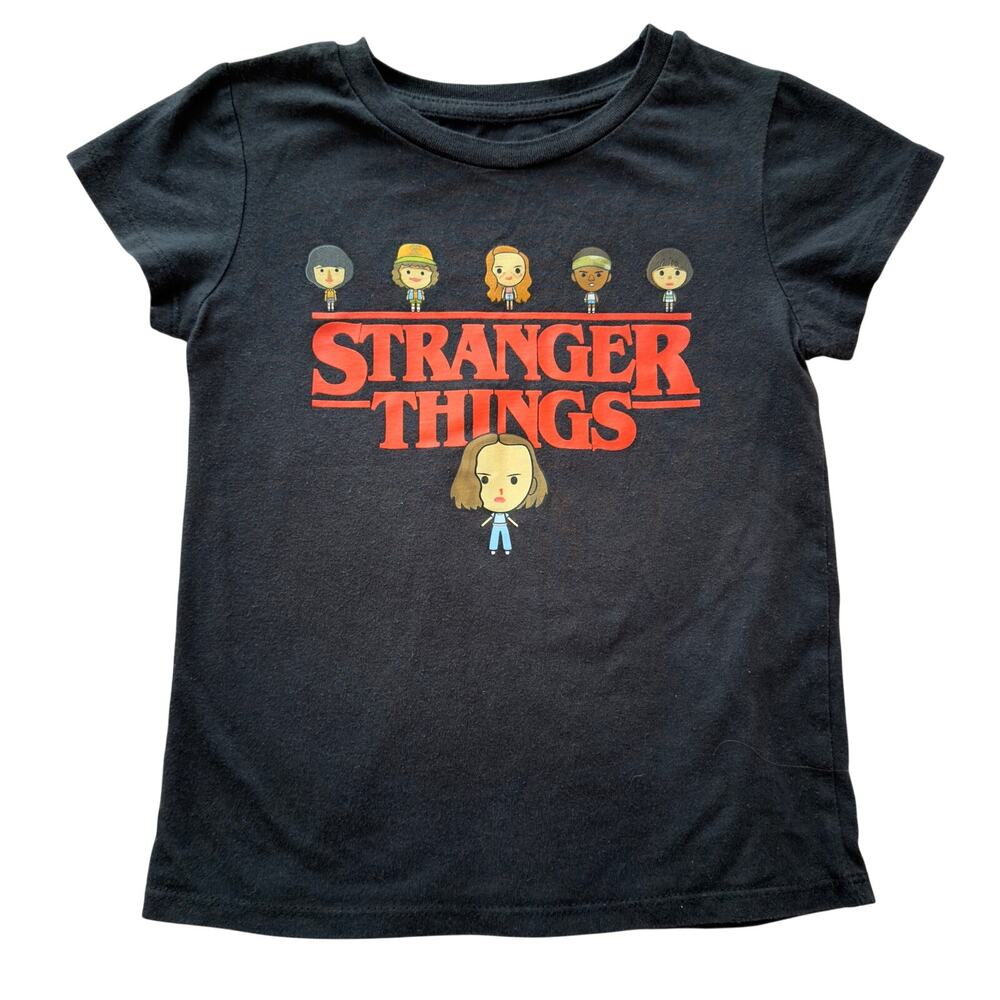 Stranger Things Graphic T-Shirt Kids Size 6/6X Black Netflix TV Show Tee